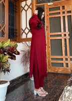 Cherry Red Handcrafted  Suit Set – Limited Edition