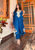 Kanira Midnight Blue Embroidered Kaftan Set