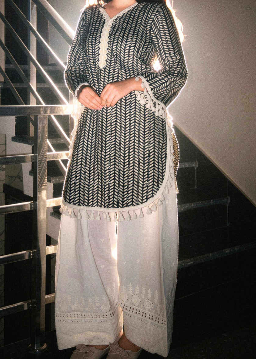 Pure Cotton Printed Kurti with Chikankari Farshi  salwar
