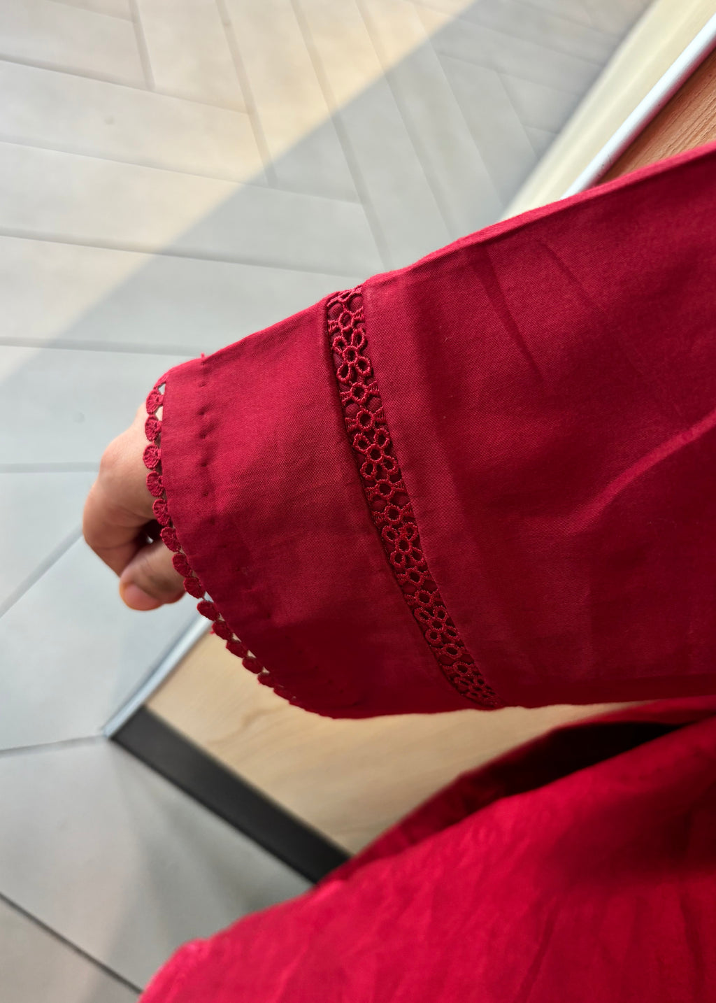 Cherry Red Swiss Cotton Kurta Set