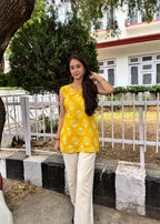 Yellow Floral Print Kurti