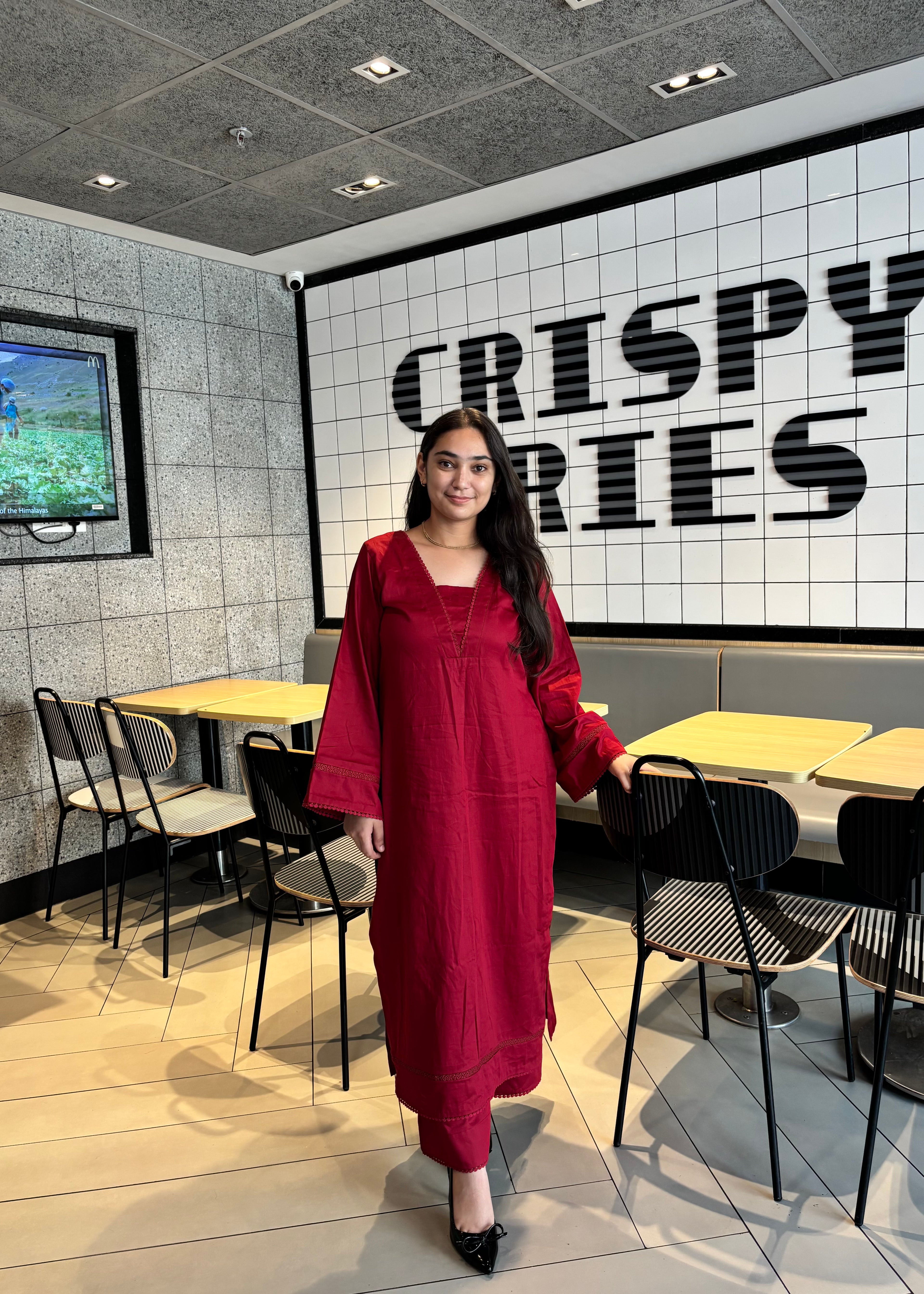 Cherry Red Swiss Cotton Kurta Set