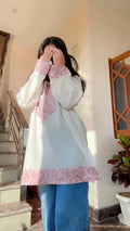 Ivory White Kashmiri Kurti with Blush Pink Embroidery – Signature  edition ( sold out )