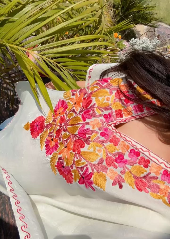 Kashmiri Kaftan – Crush Cotton | Off White