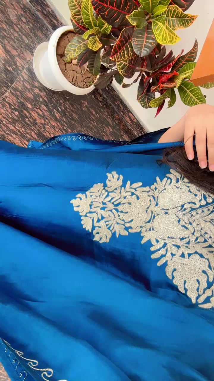 Kanira Midnight Blue Embroidered Kaftan Set